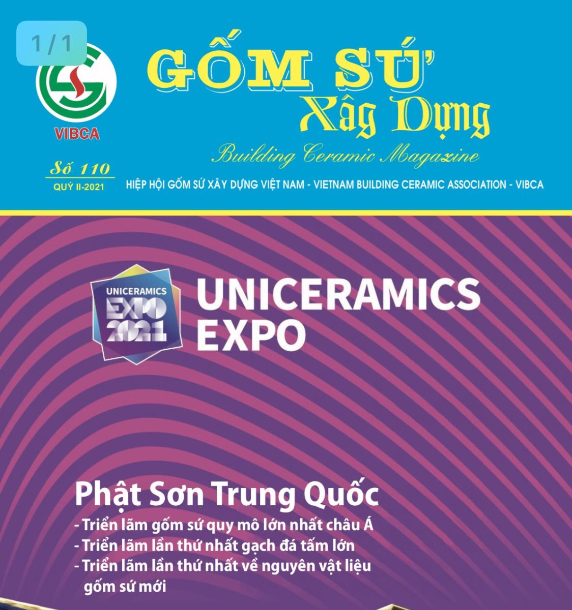 Tạp chí Gốm sứ xây dựng số 110 quý II/2021