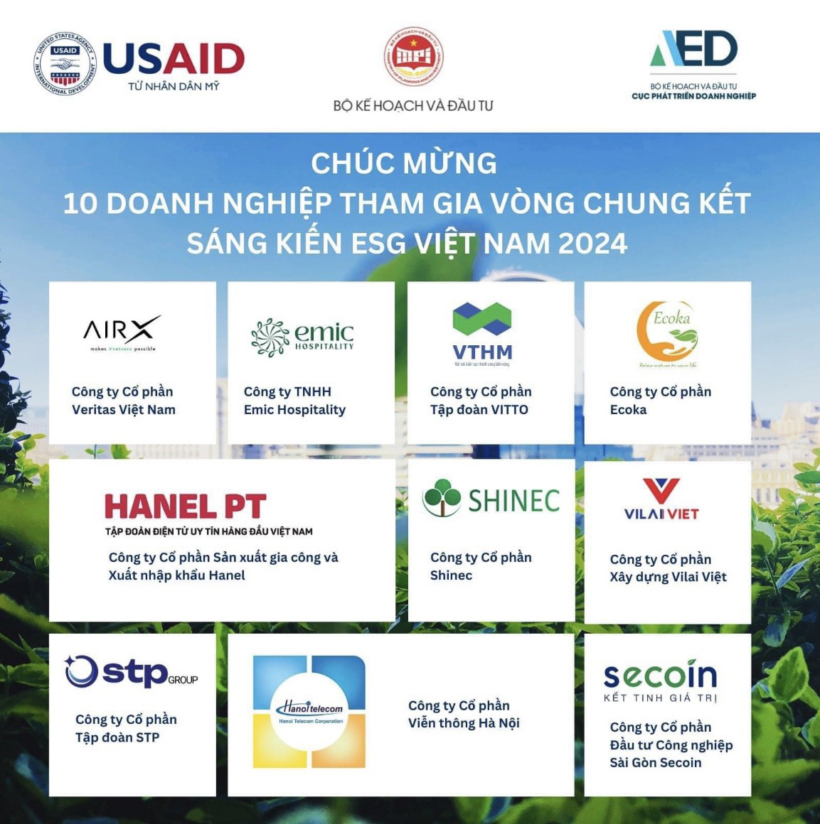 Tập đoàn VTHM tự hào lọt Top 10 DN vào vòng chung kết sáng kiến ESG Việt Nam 2024 